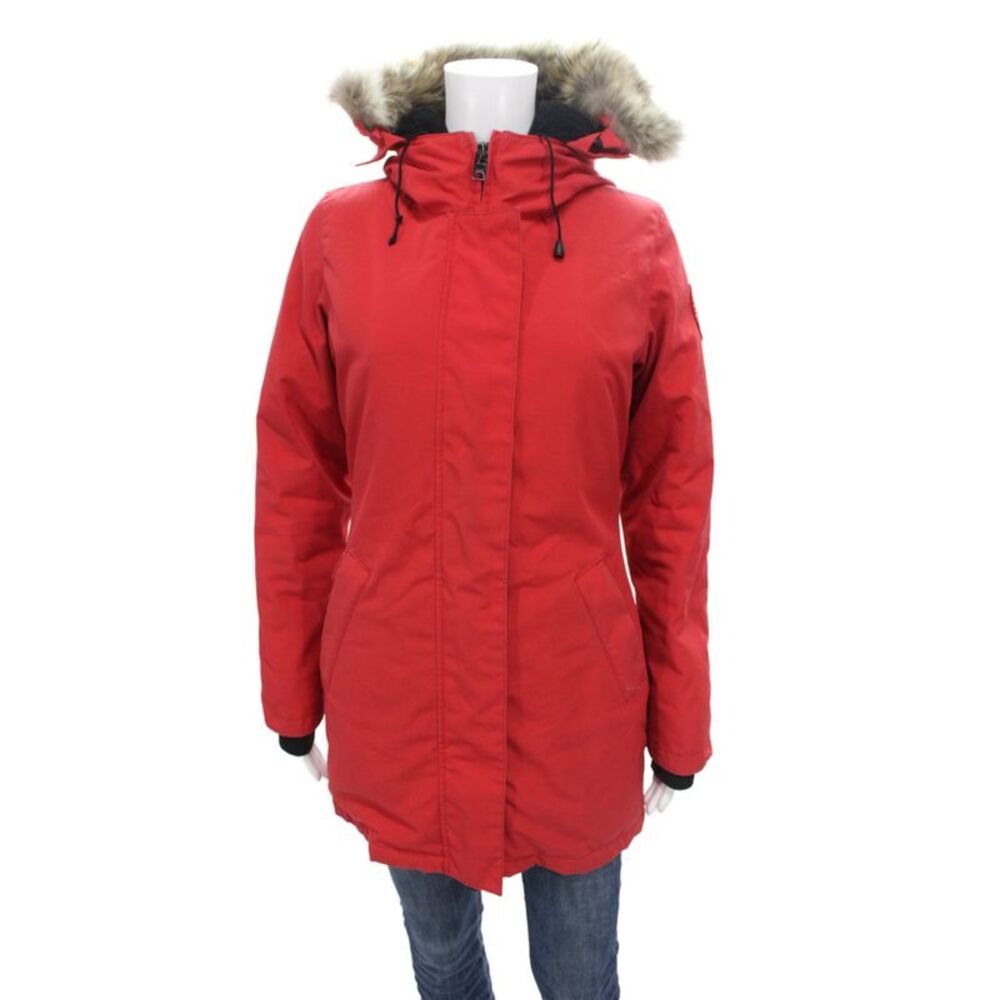 Canada Goose Womens Red Parka Zip Polyester Cotton Nylon Size XS